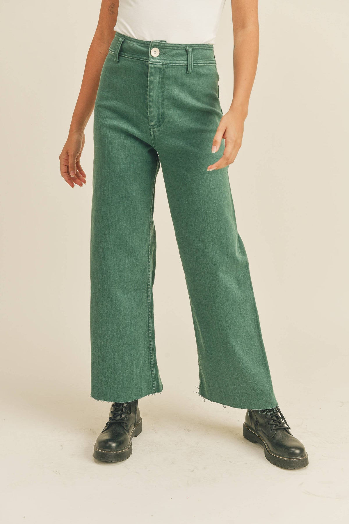 STRAIGHT WIDE LEG DENIM PANTS