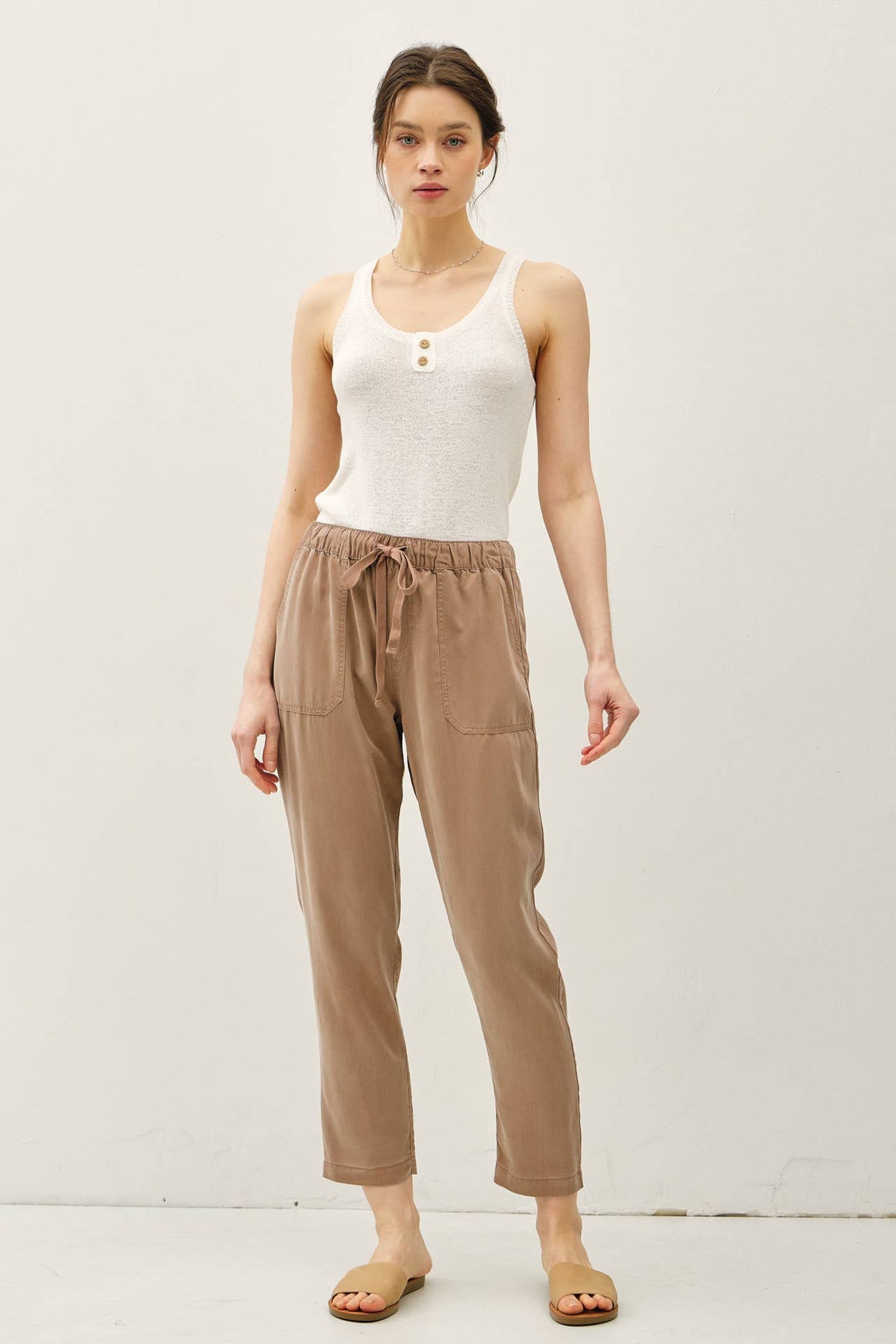 NEW COLOR -TENCEL TAPERED PANTS