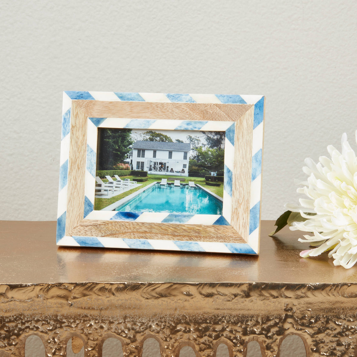 Chevron and Wood Crafted Bone Photo Frame