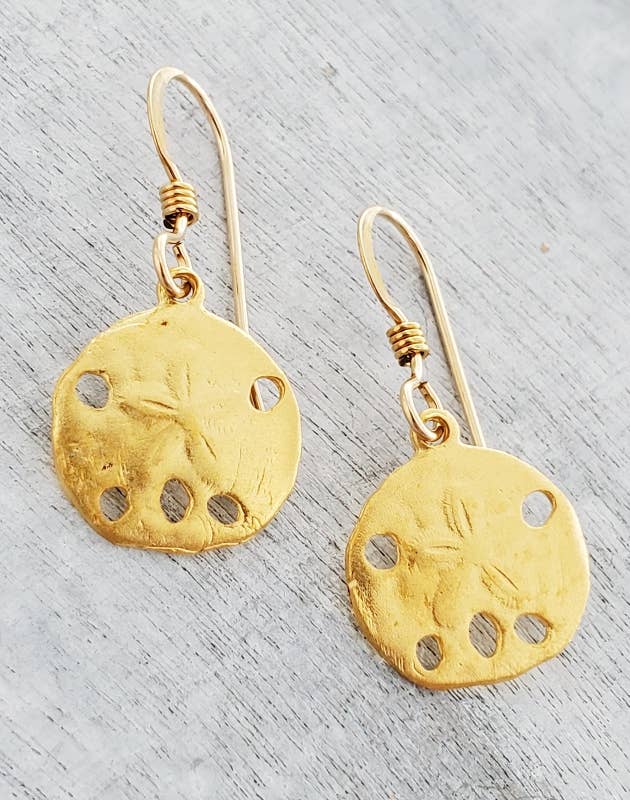 Gold Sand Dollar Earrings