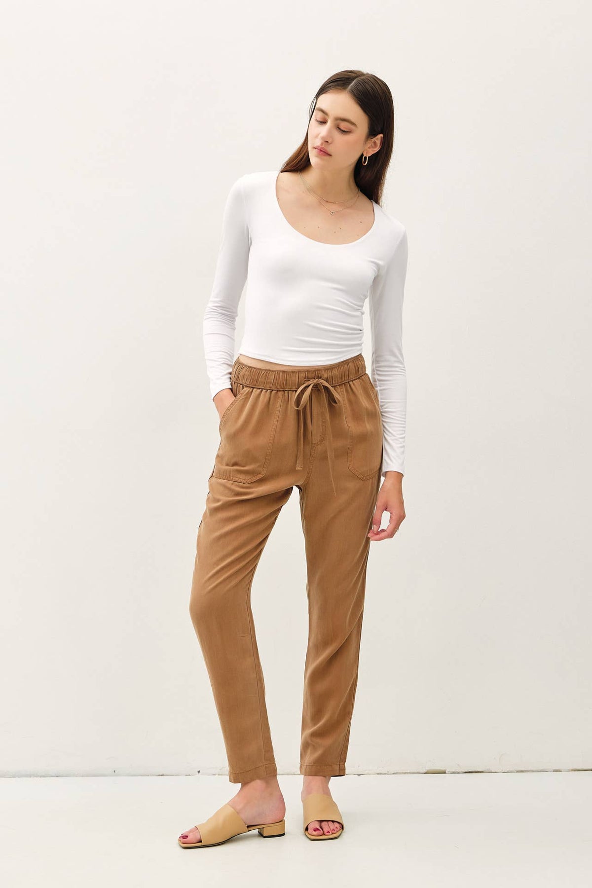 NEW COLOR -TENCEL TAPERED PANTS