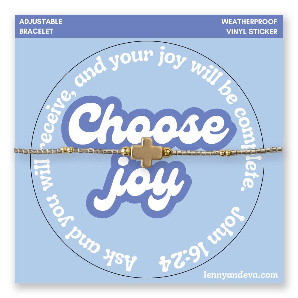 Let It Shine Beaded Cord Bracelet and Sticker Set-Choose Joy