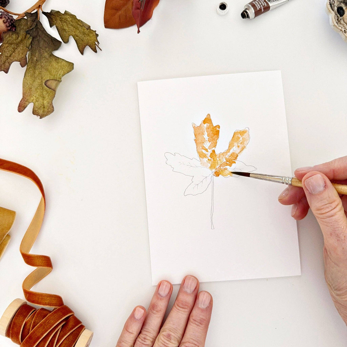 Fall leaves paintable notecards