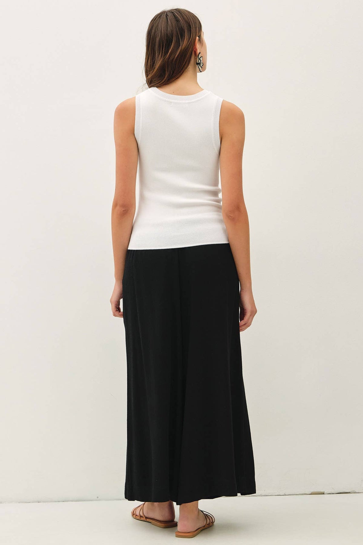 LINEN BLEND CROPPED PALAZZO PANTS