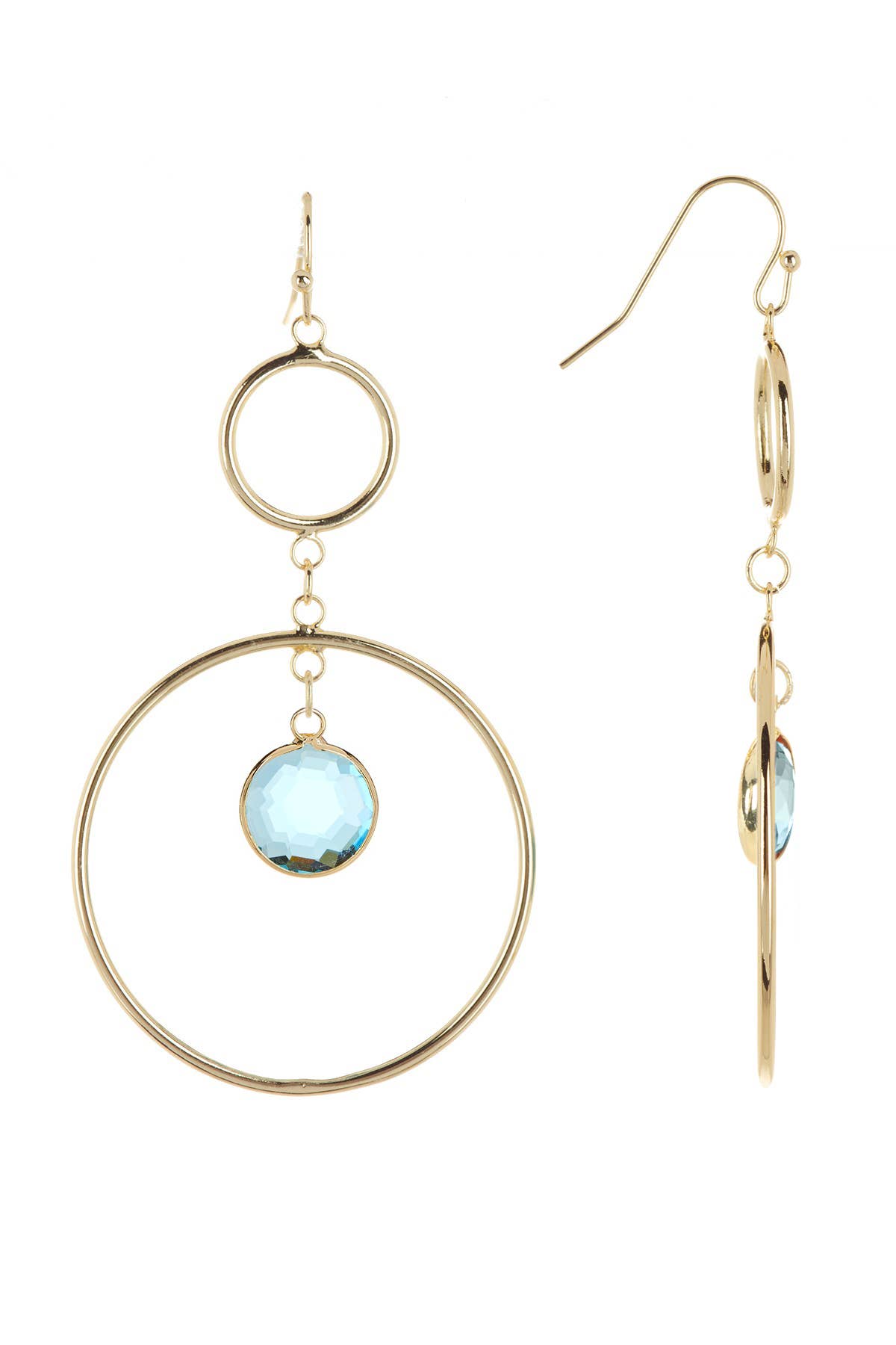 Sky Blue Crystal Orbit Drop Earrings - GF