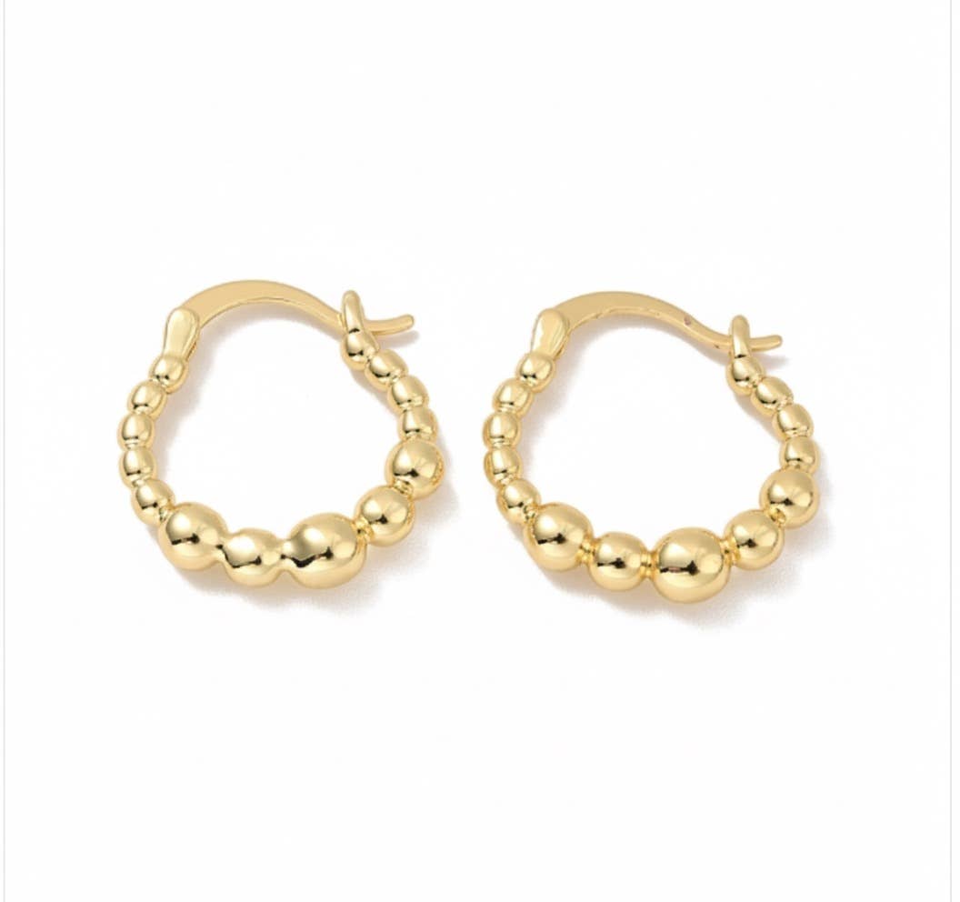 Gold Earrings-Small Beaded Hoops