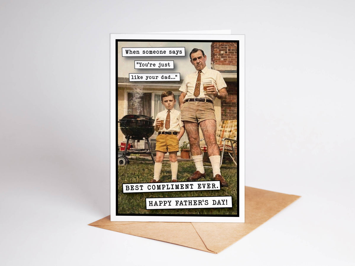 Fathers Day Card From Son, Men Gifts, Greeting Cards. When Someone says 'you're just like your dad."