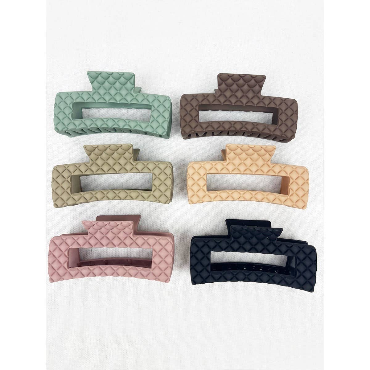Matte Embossed Cut Out Rectangle Hair Clips