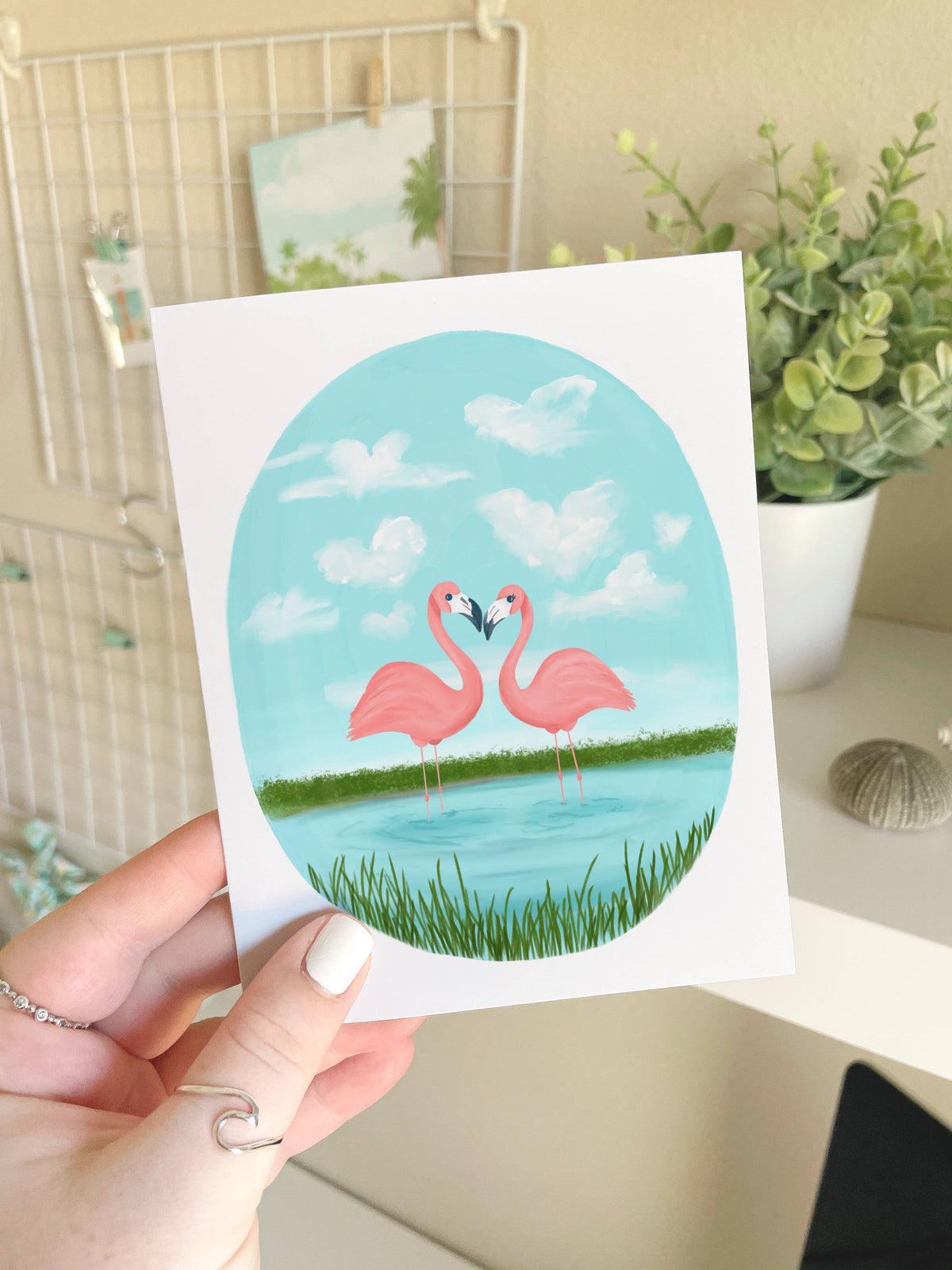 Flamingo Valentine Card, Love Card, Coastal Valentine