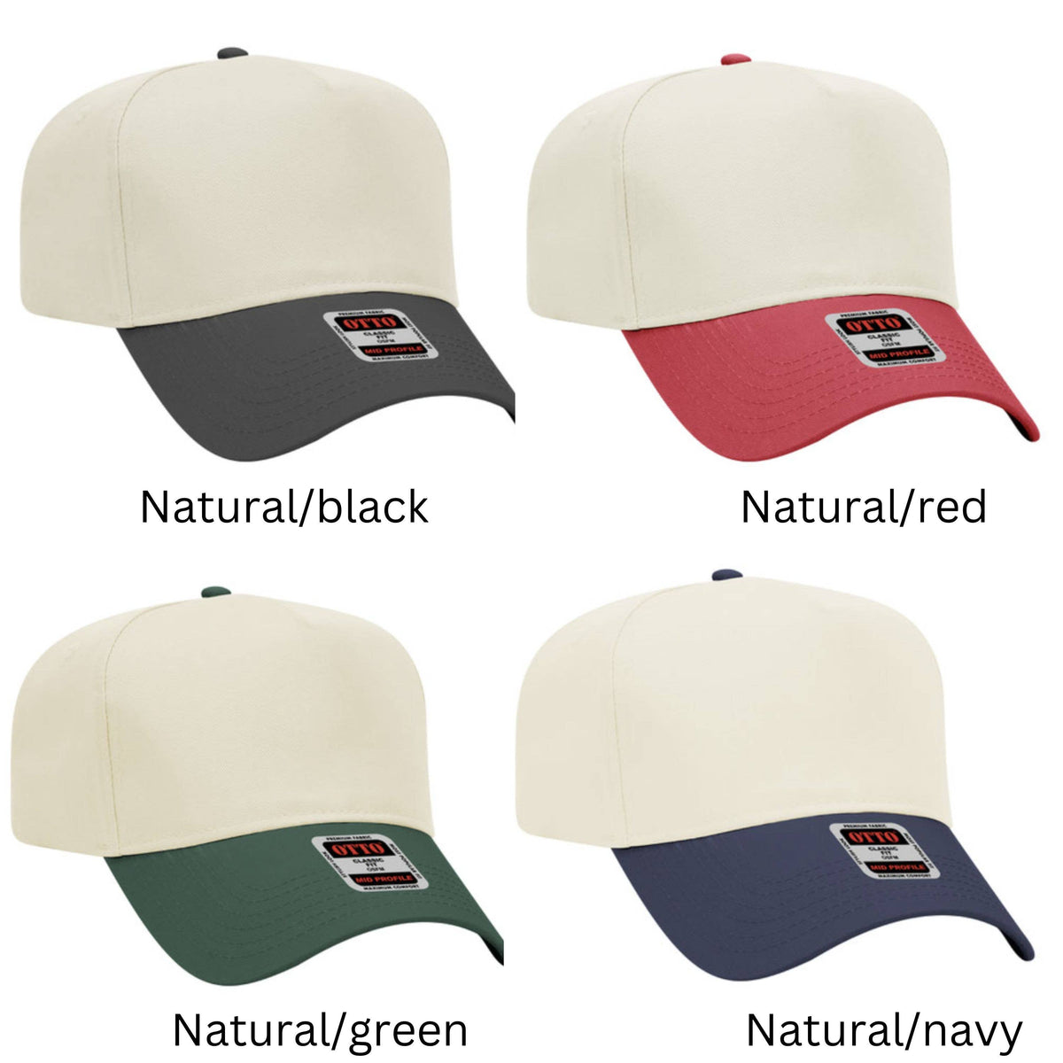 Custom Baseball Hats, Two Tone Hat, Embroidered Hat