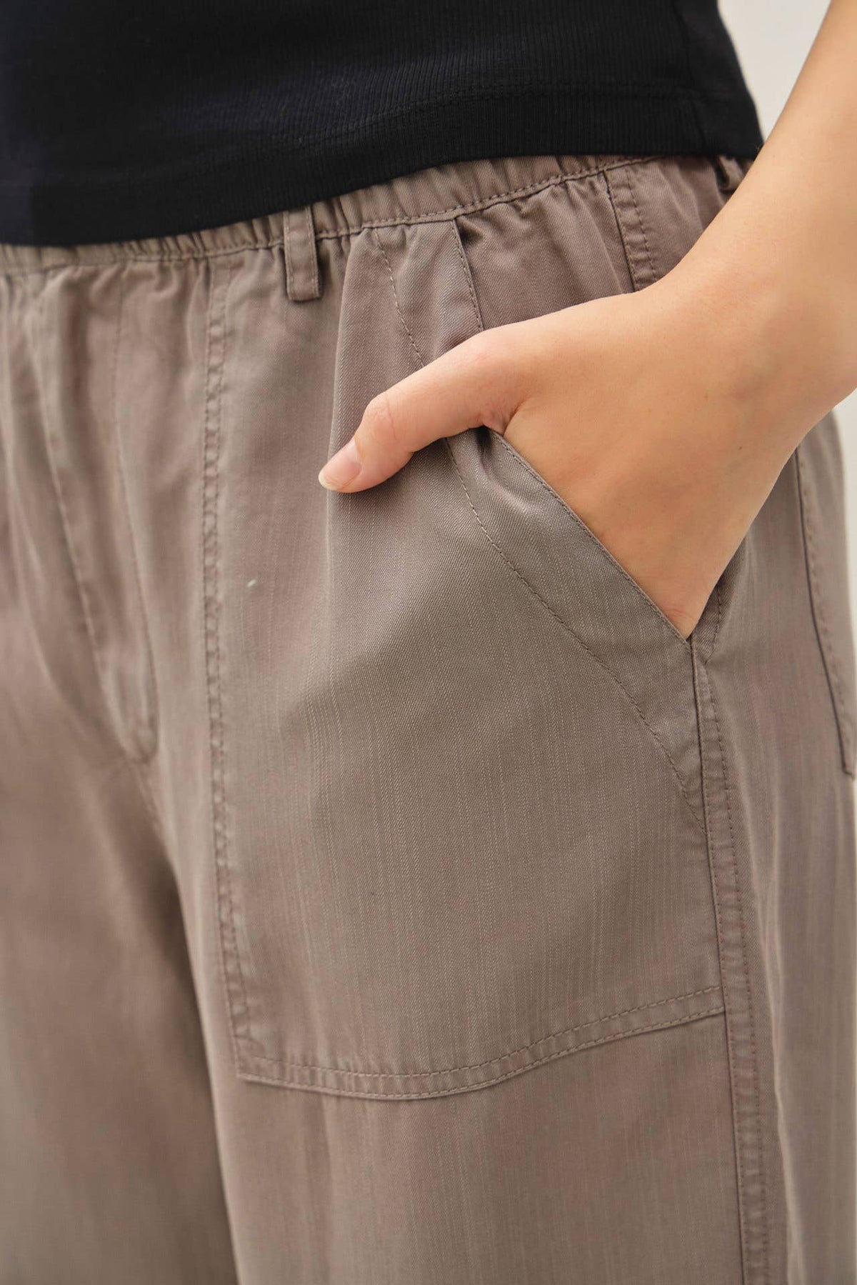 WIDE LEG TENCEL PANT W/ DRAWSTRING ELASTIC WAIST