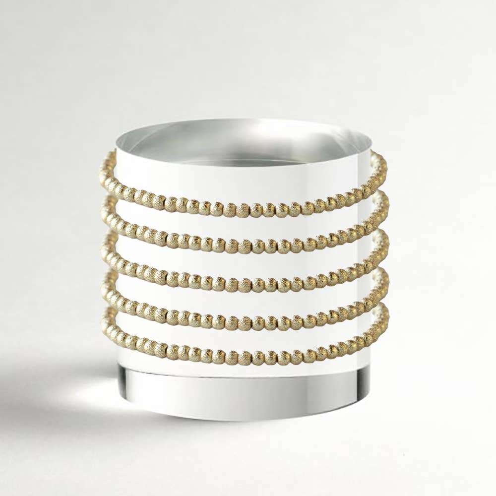 Gold Beaded Bracelets-3mm, Textured