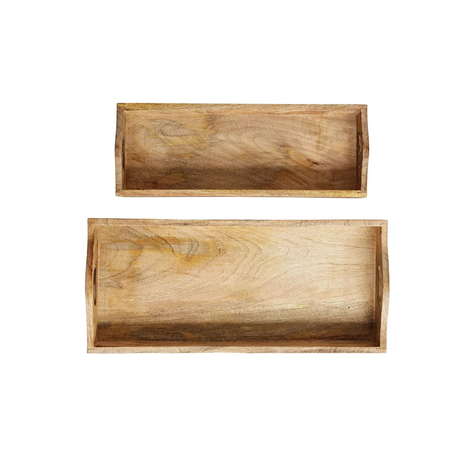 Rectangle Mango Wood Tray with Handles - 2 Sizes