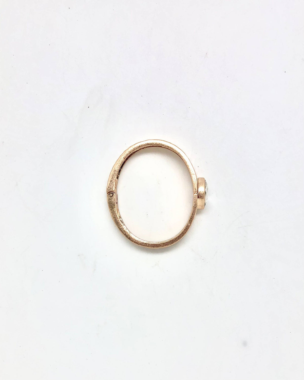 Bracelet Cuff Thick Oval Clear Glass Matte Gold Hinge