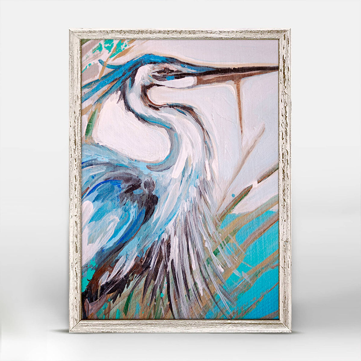 Blue Heron 3 Mini Framed Canvas