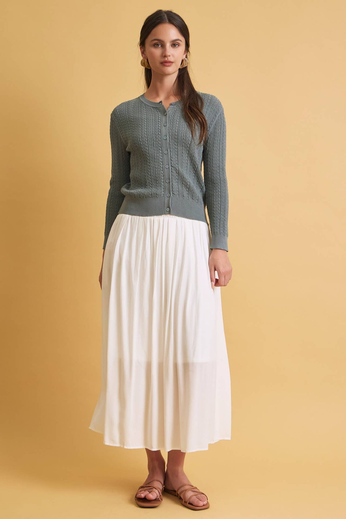 SMOCKED WAIST CIRCLE FULL SKIRT