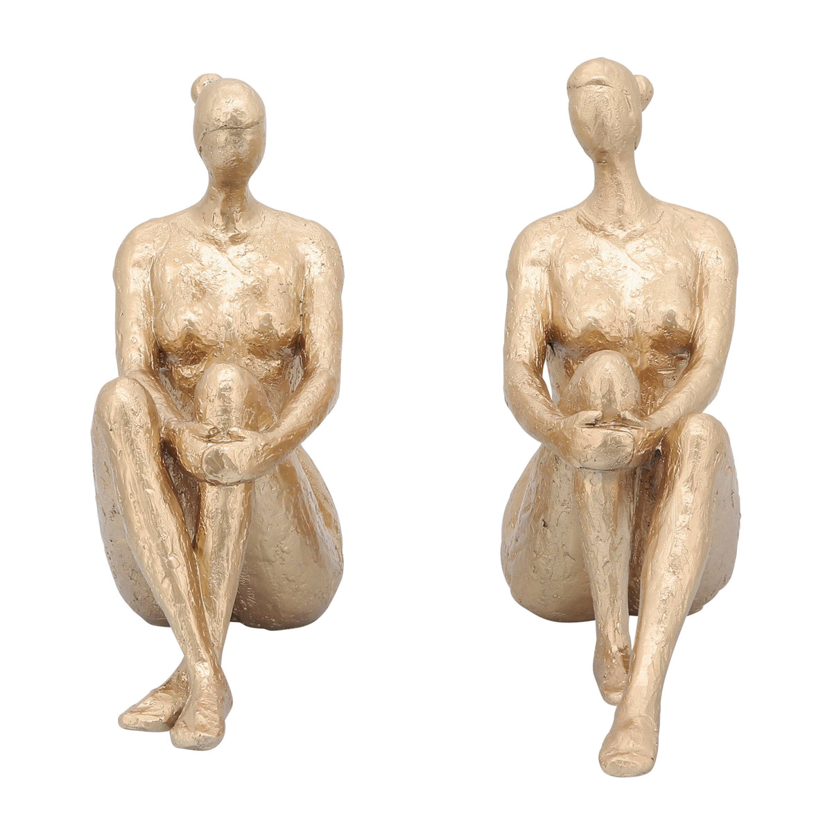Bookends Set of 2 - Gold Resin Modern Lady Pair, 8 in.