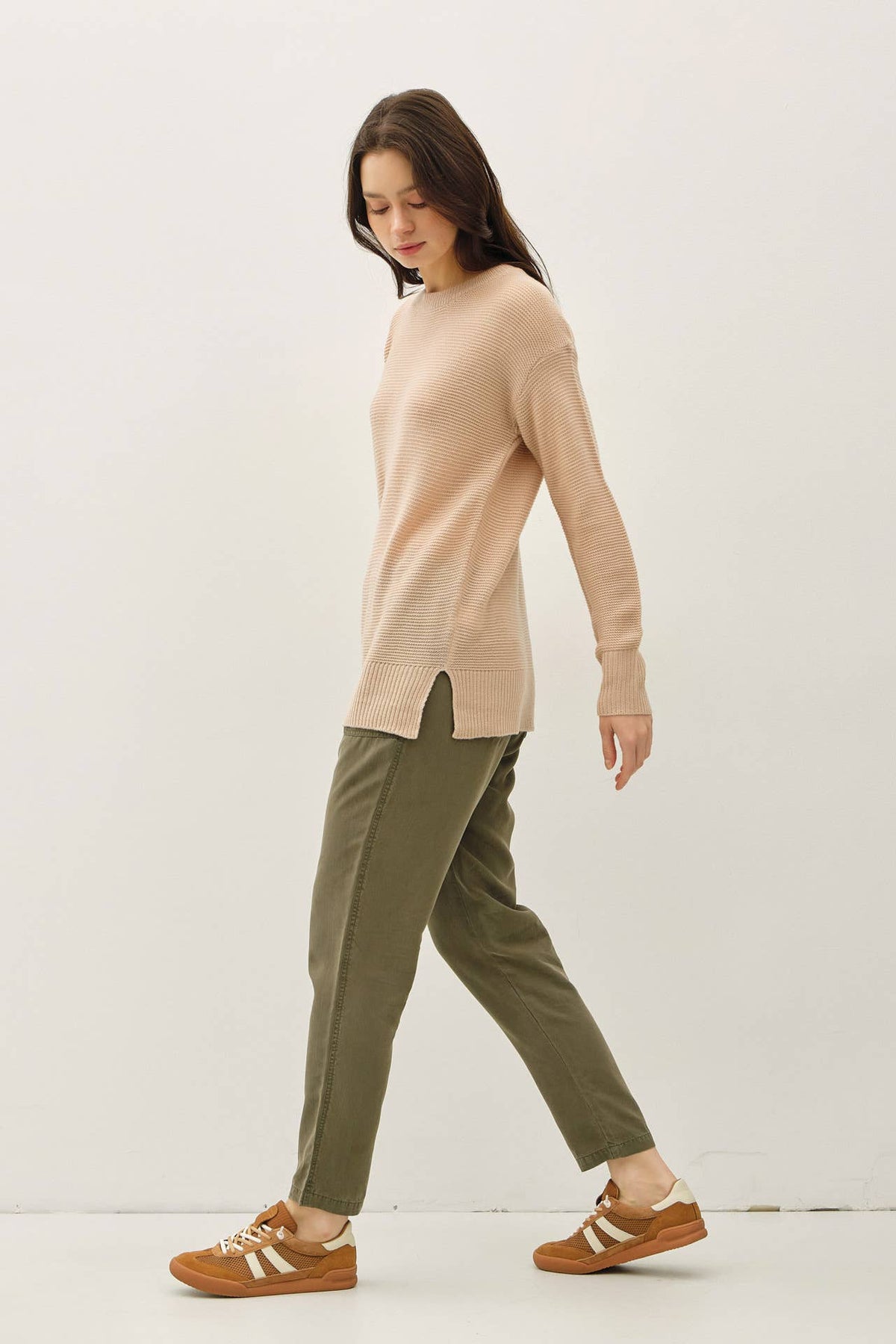NEW COLOR-BASIC ROUND NECK BOYFRIEND FIT SWEATER
