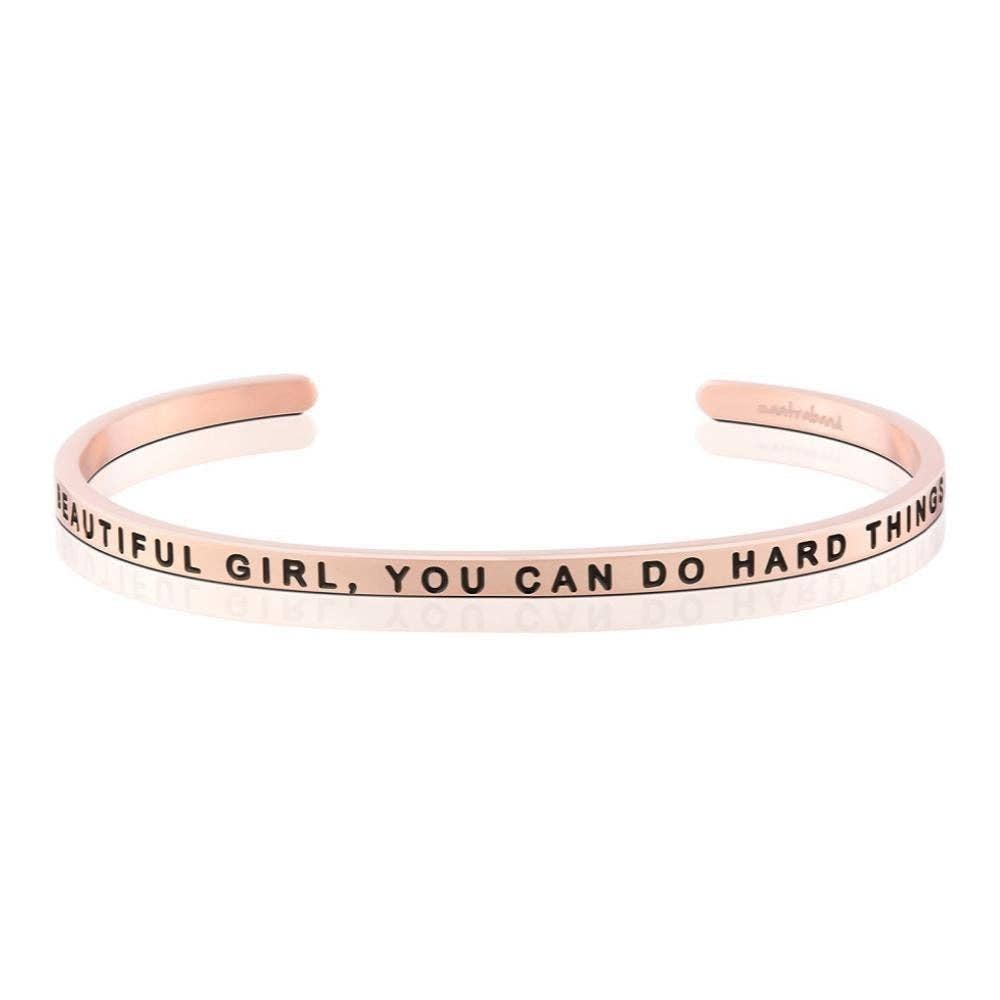 Beautiful Girl, You Can Do Hard Things - quote bracelet