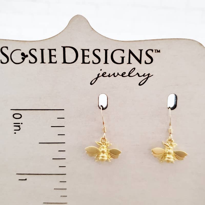 Gold Flying Bumble Bee Earrings