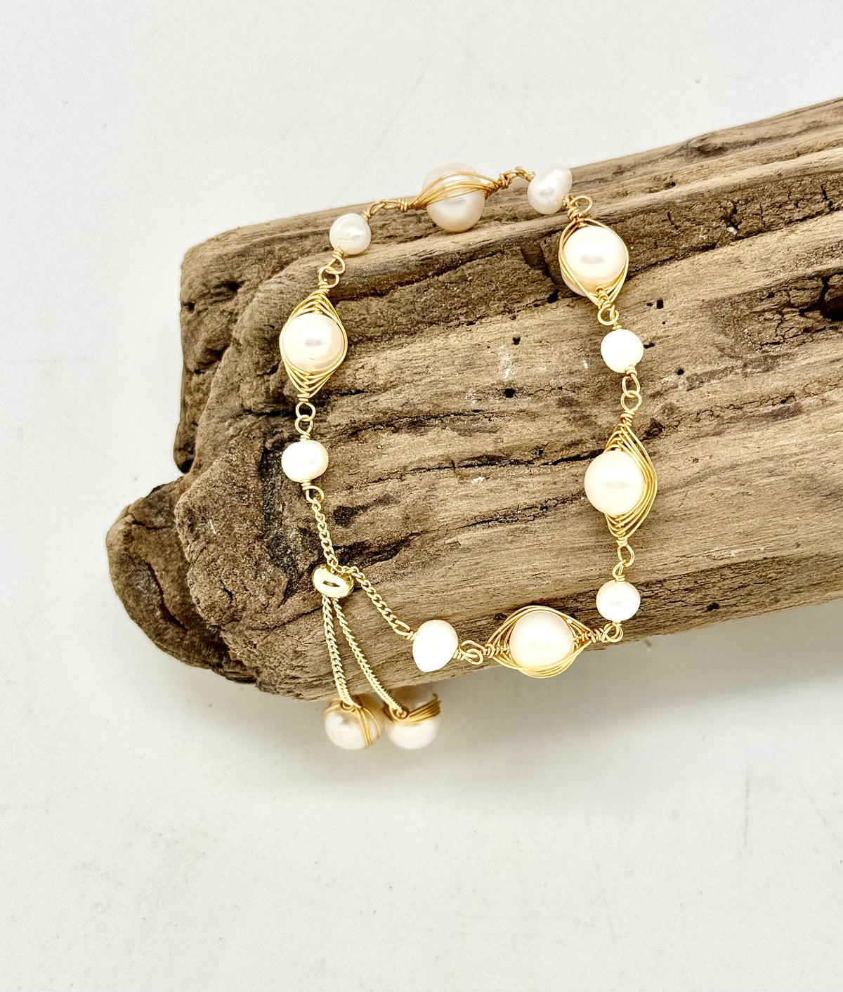 Bracelet Drawstring Freshwater Pearls,14kGold Plated Wire