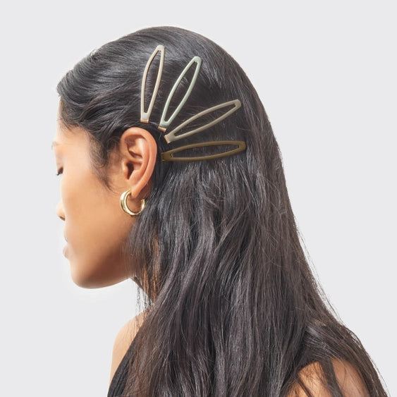 Enameled Elongated Eucalyptus 4 Piece Snap Clip Set