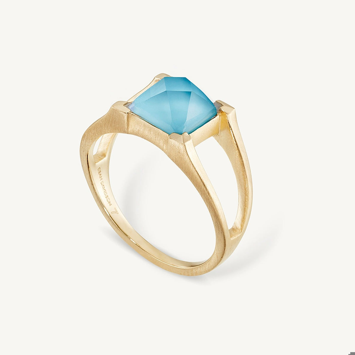 Petite Plaza Ring - Gold - Irid Turquoise-Size 7