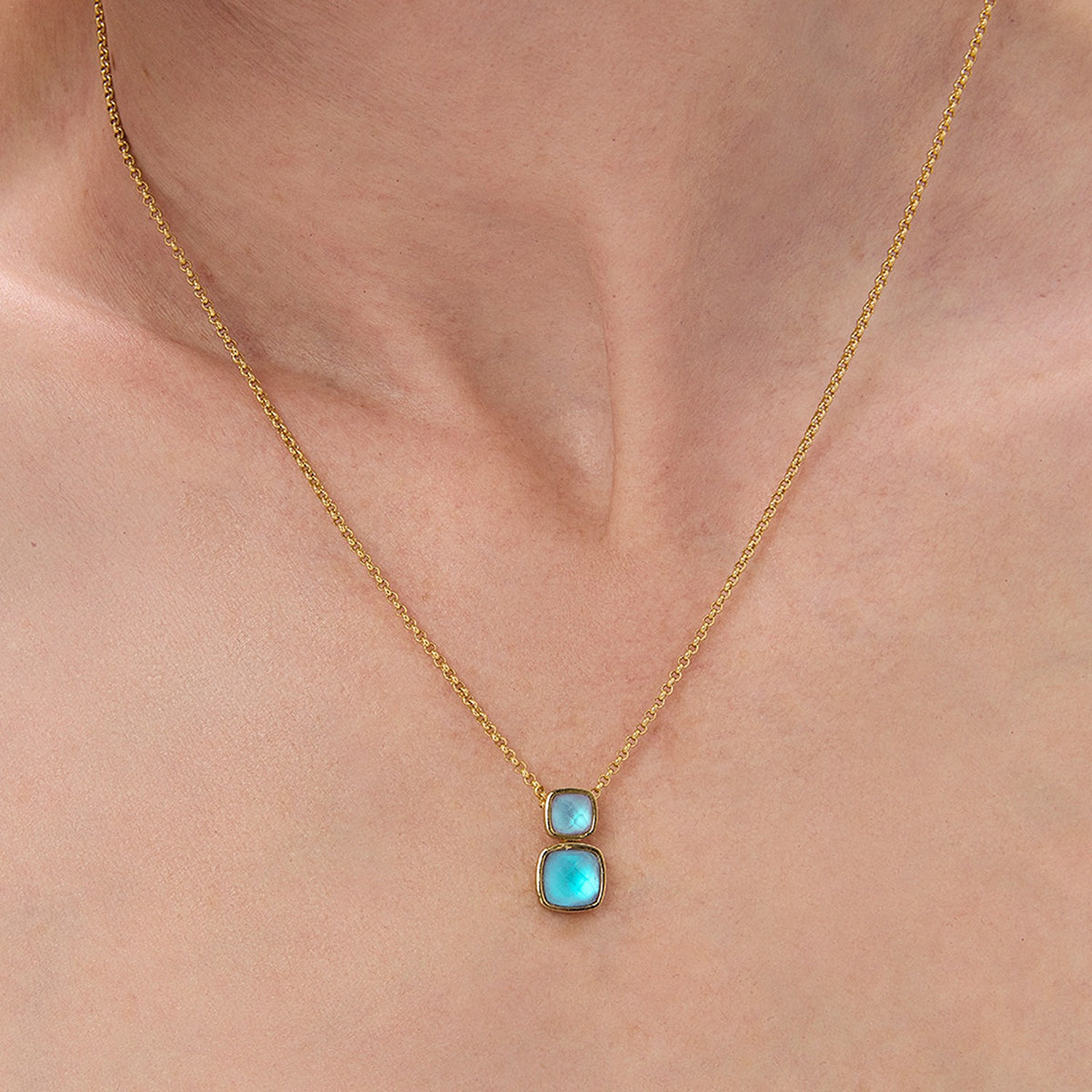 Monterey Doplet Necklace - Gold - Iridescent Turqu