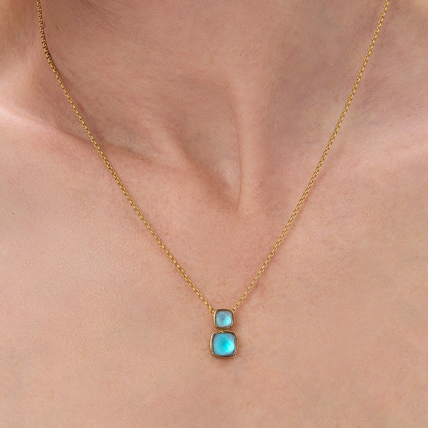 Monterey Doplet Necklace - Gold - Iridescent Turqu
