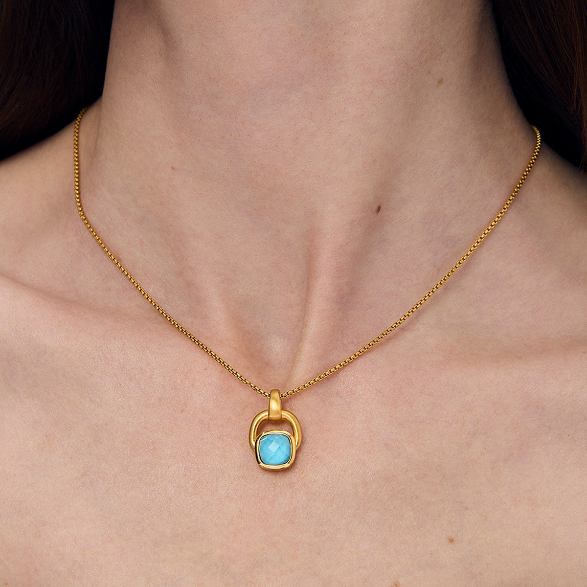 Monterey Pendant Necklace - Gold - Iridescent Turq