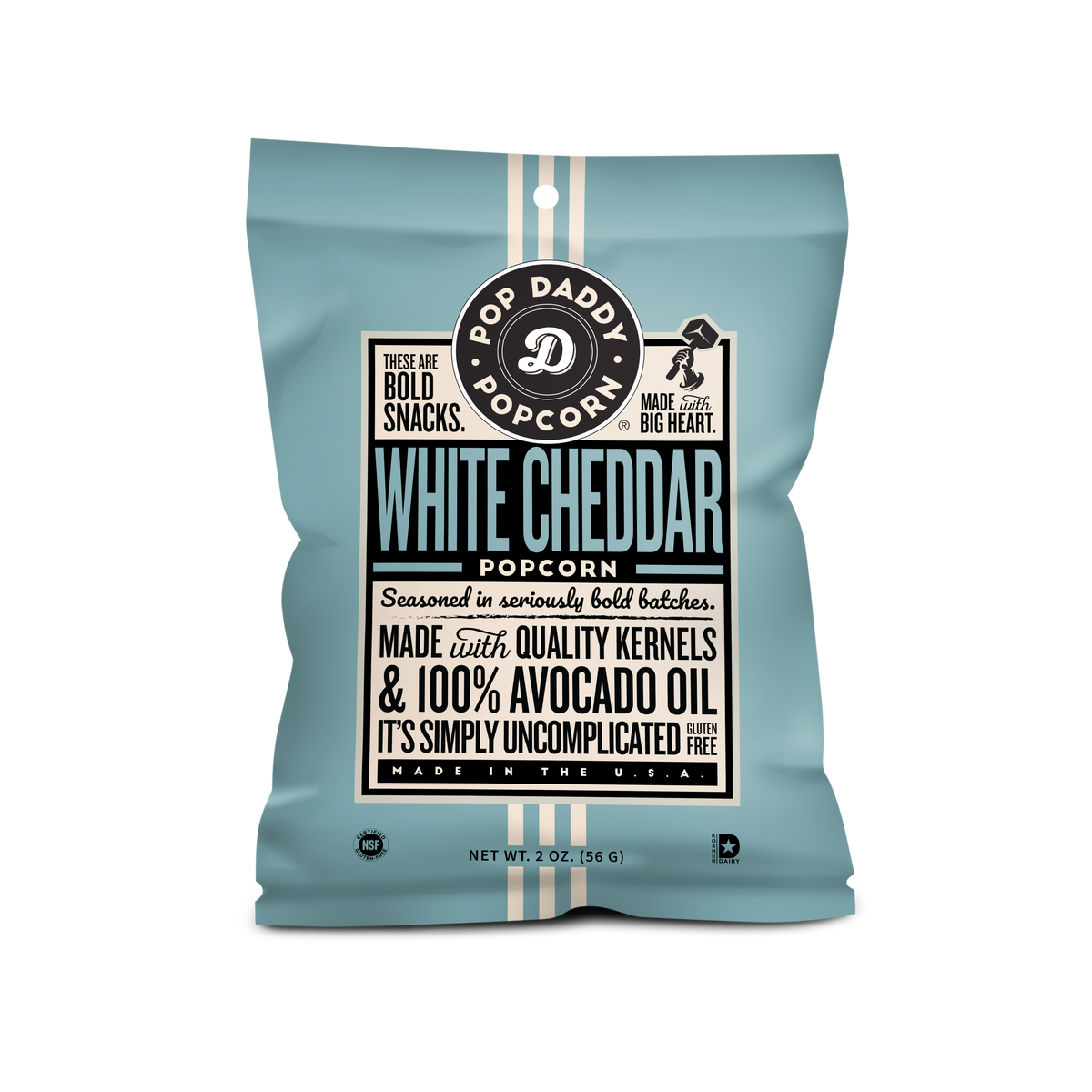 Pop Daddy – Real White Cheddar Flavored Popcorn 2.0oz