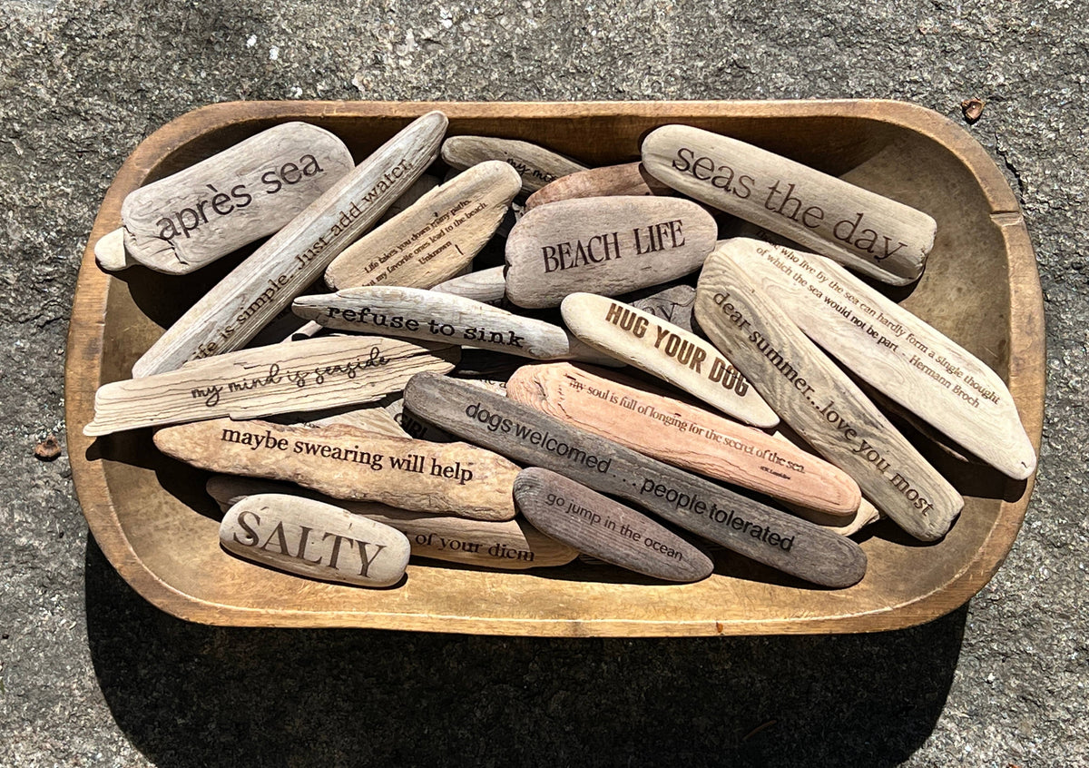 Engraved Driftwood Decorative Tabletop Object