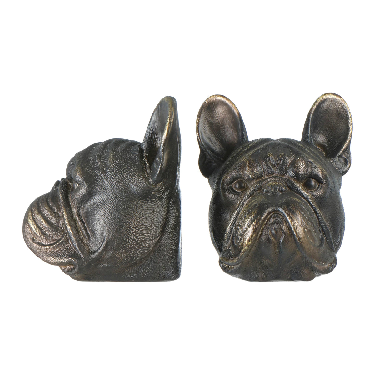 Dog Head Bookends with Antique Bronze Finish - Set of 2