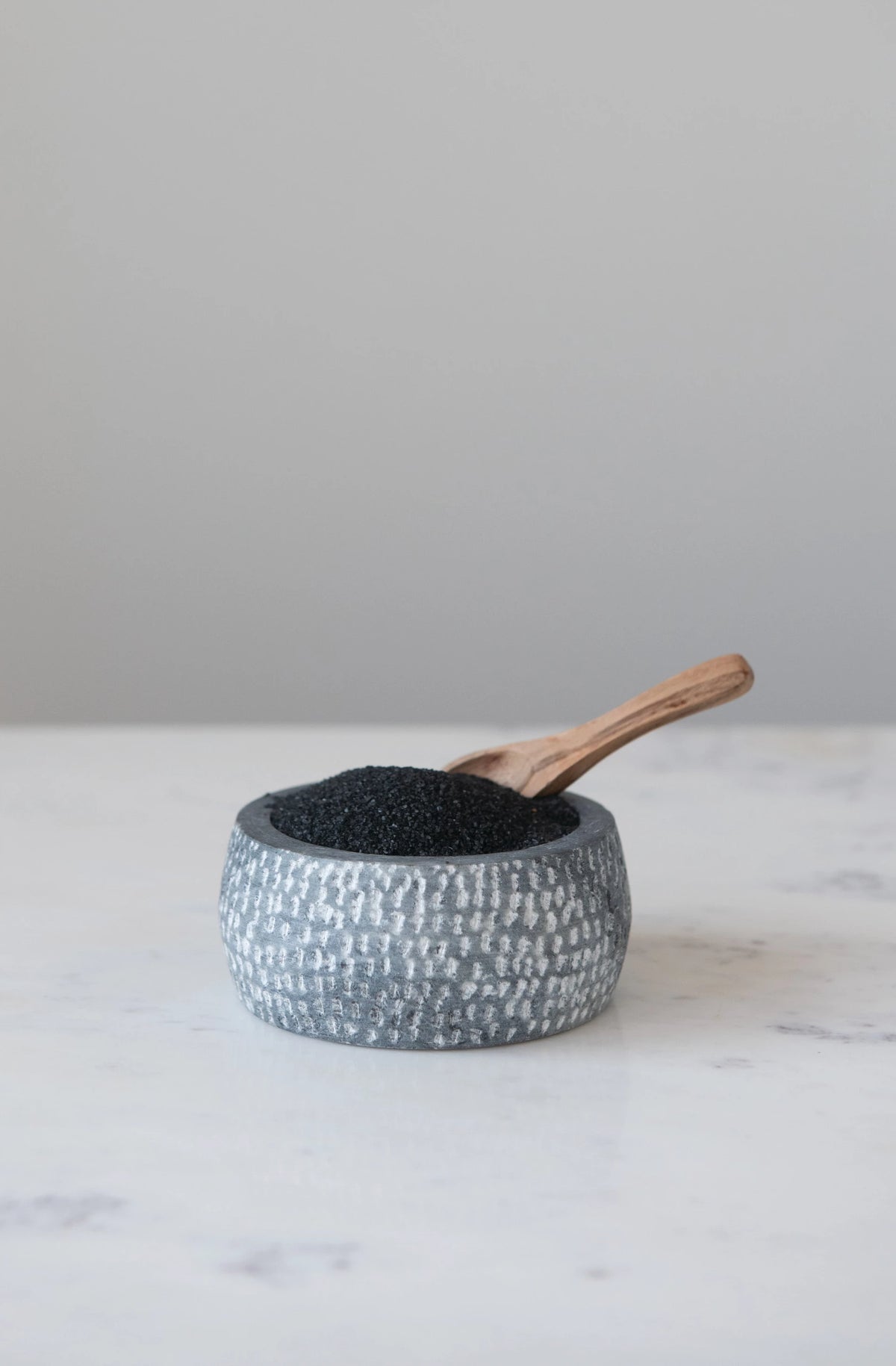 Granite Bowl with Carved Wood Spoon - Set of 2