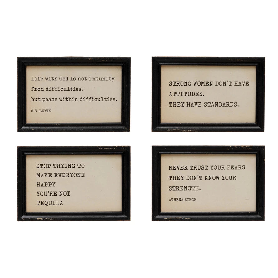 Wood Framed 9 x 6 Wall Decor with Saying - 4 Sayings