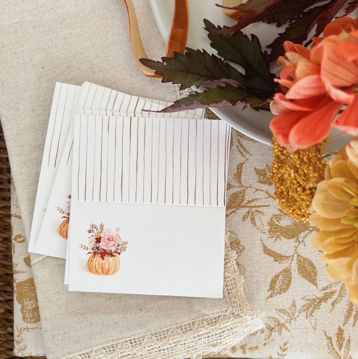 Pumpkin bouquet place cards
