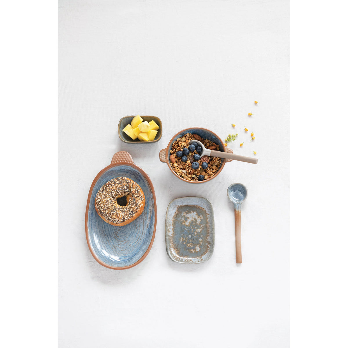 Stoneware Reactive Glaze Plate with Handle