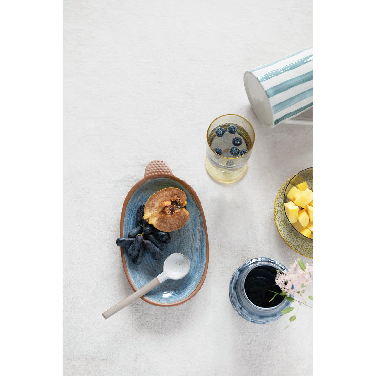 Stoneware Reactive Glaze Plate with Handle