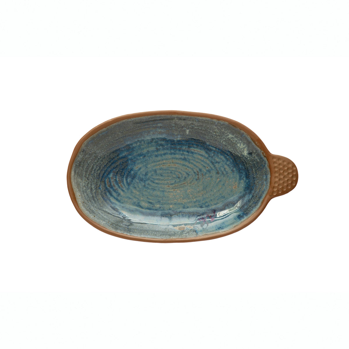 Stoneware Reactive Glaze Plate with Handle