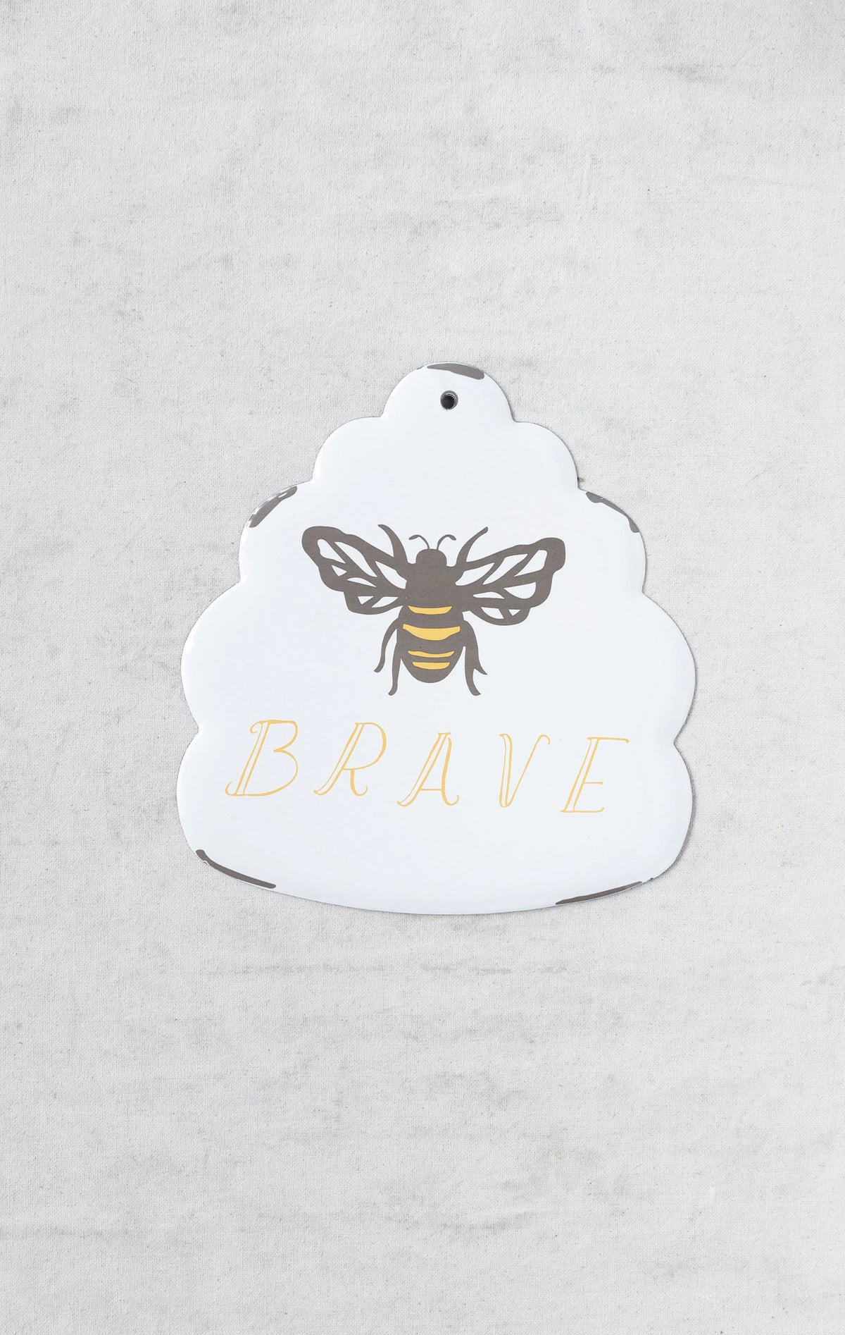 "Brave" Bee Enameled Metal Wall Decor