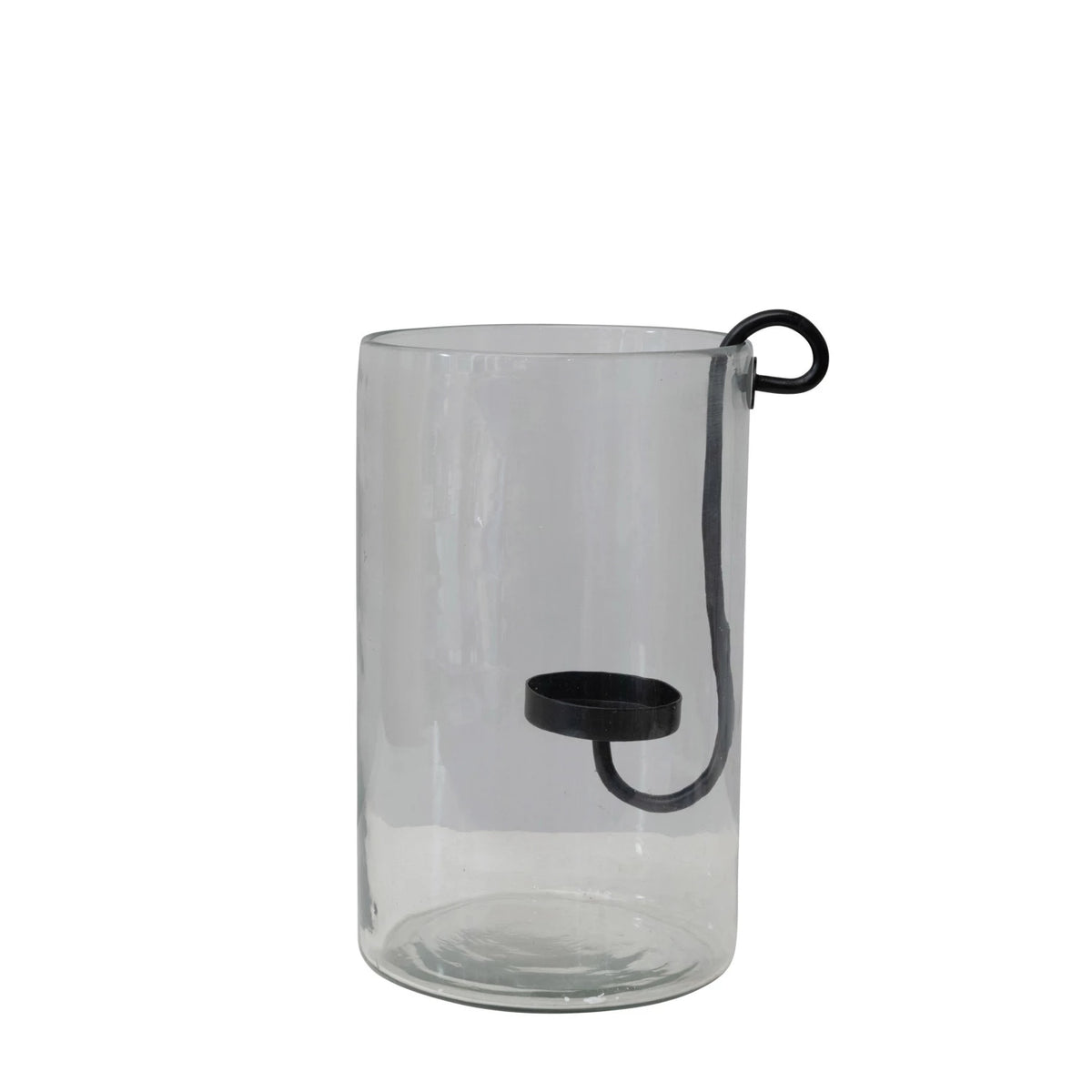 Glass Hurricane with Metal Candle Holder - 2 Sizes