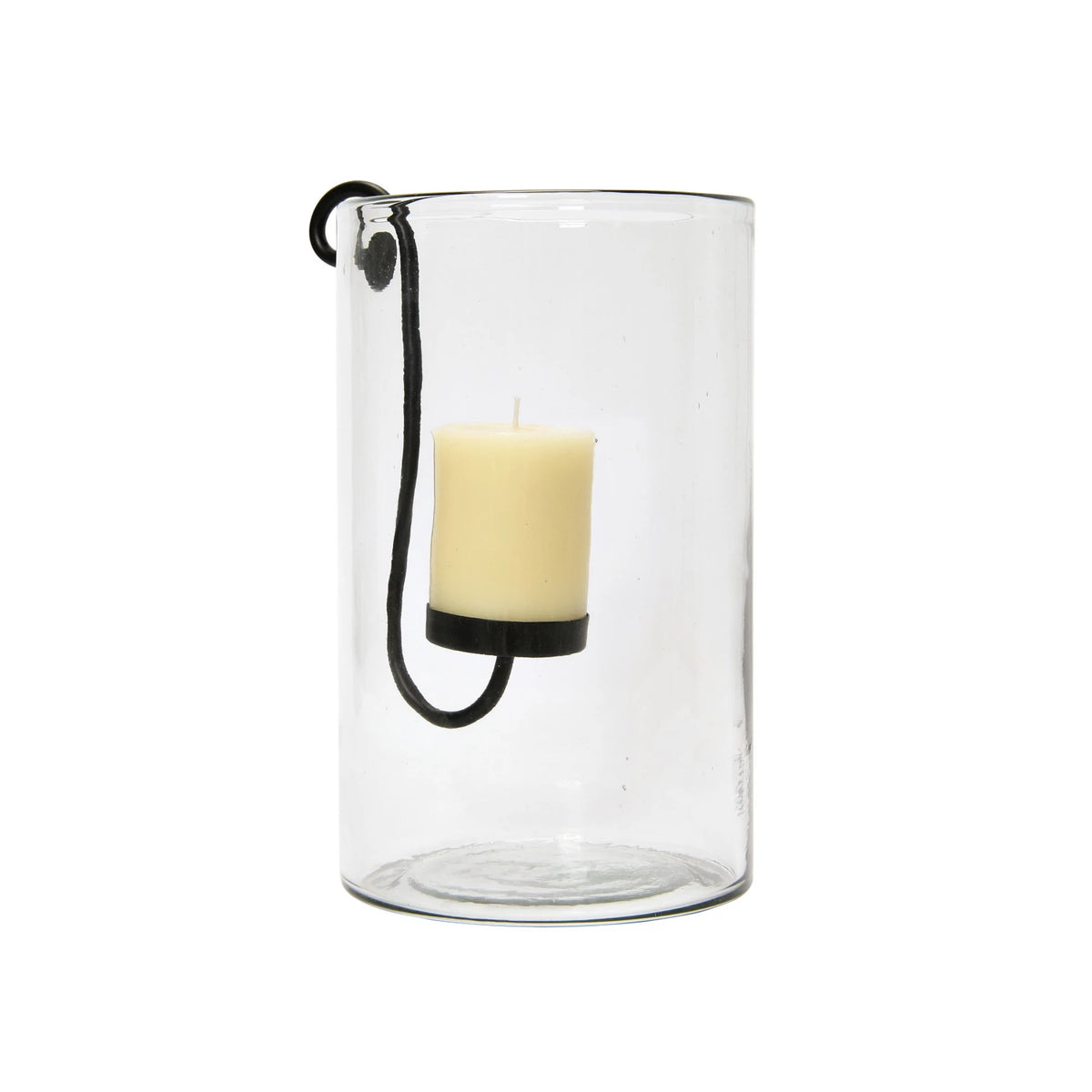 Glass Hurricane with Metal Candle Holder - 2 Sizes