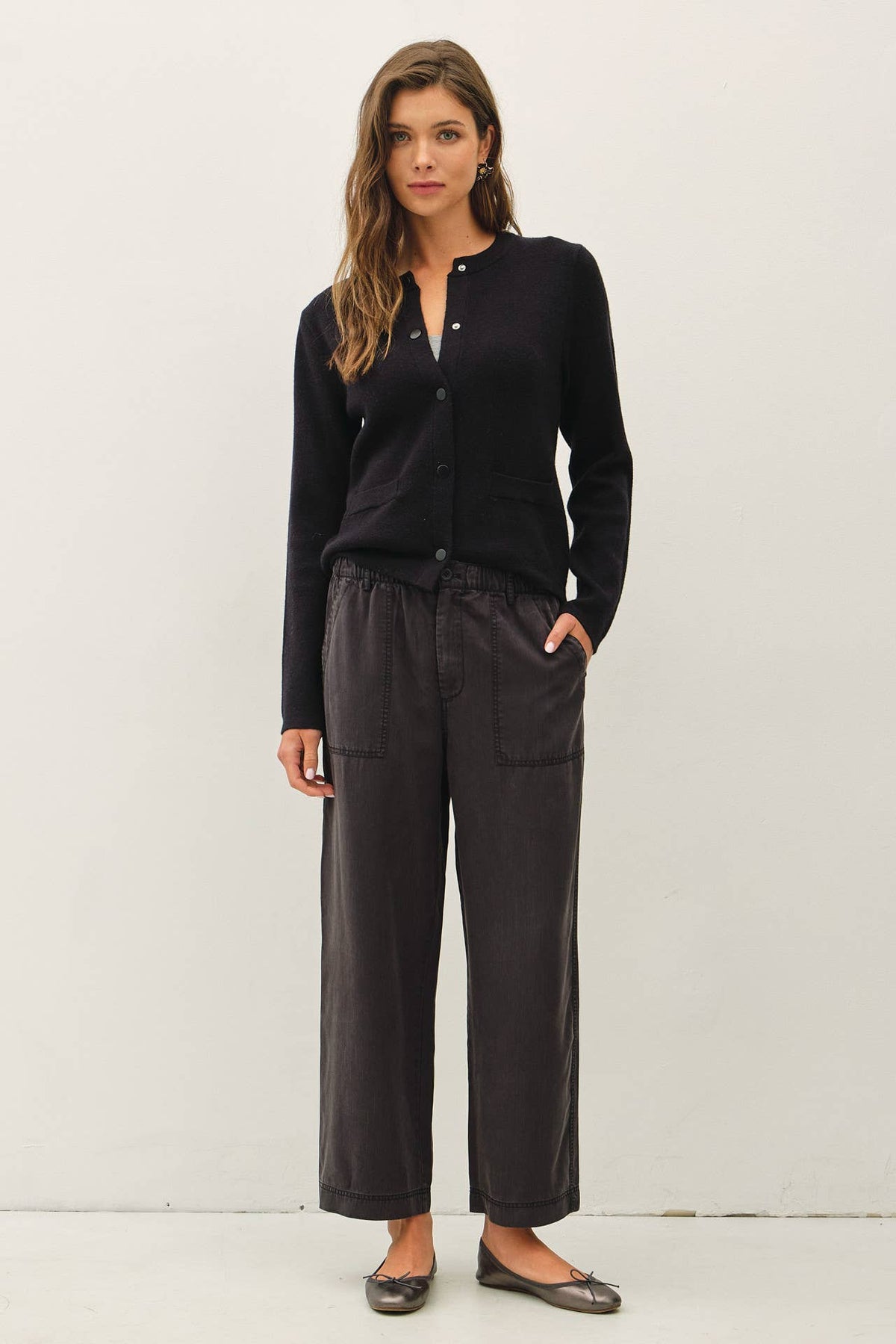 WIDE LEG TENCEL PANT W/ DRAWSTRING ELASTIC WAIST