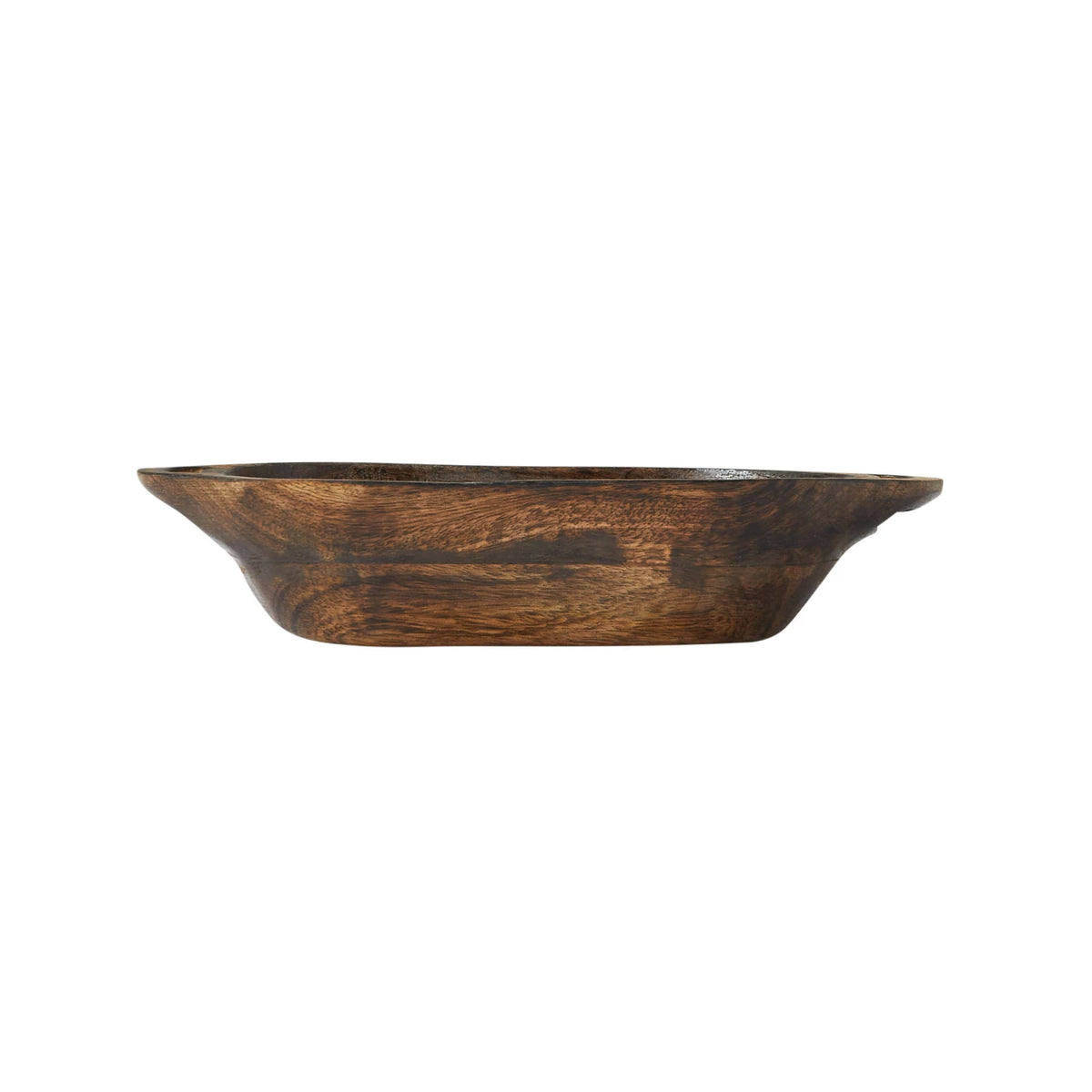 Mango Wood Bowl with Handles in Walnut Finish