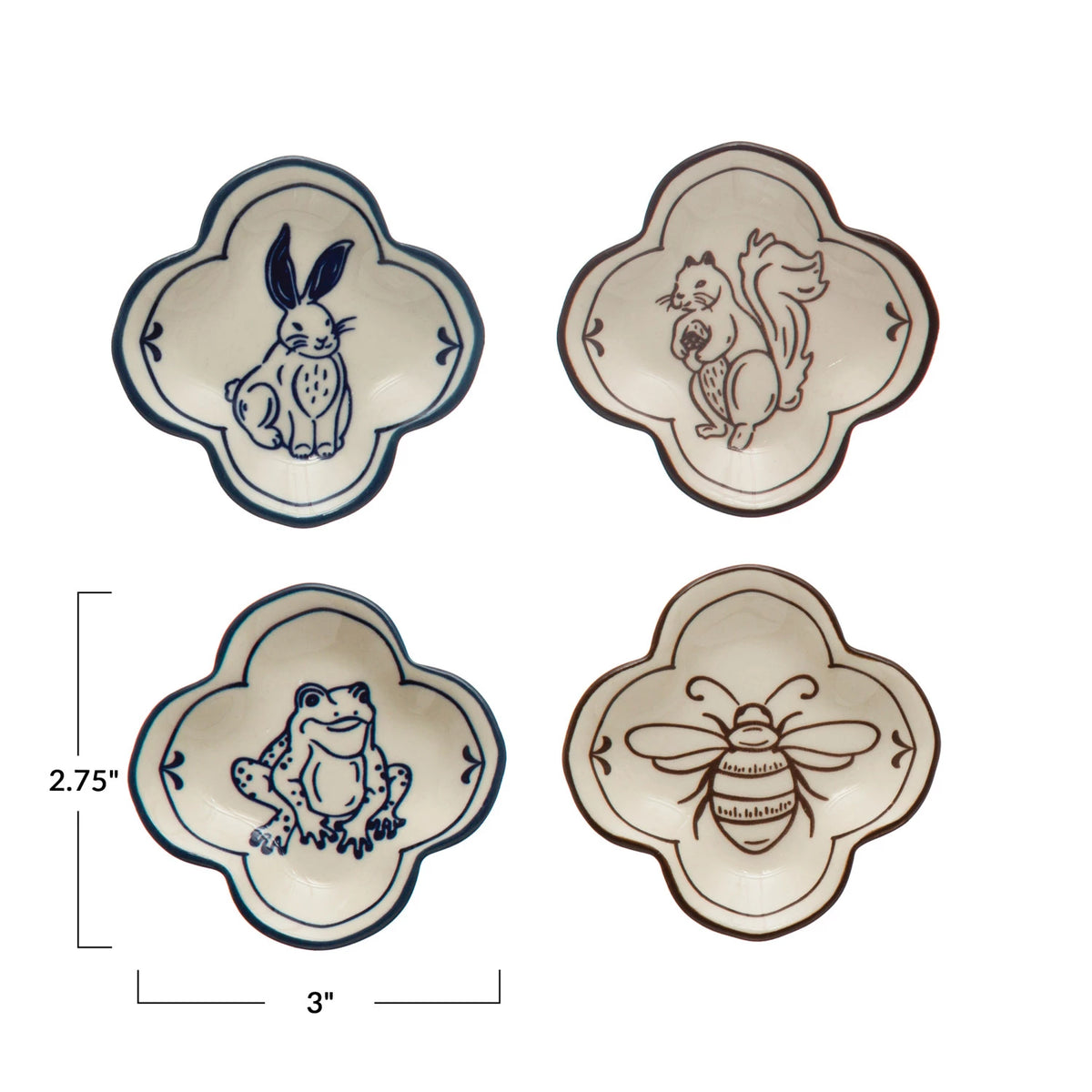 Stoneware Dish with Animal or Insect - 4 Styles