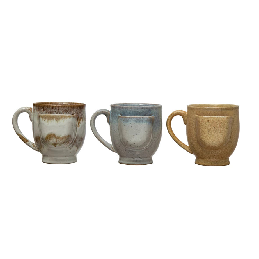 Stoneware Mug with Tea Bag Holder in Reactive Glaze - 3 Neutral Colors