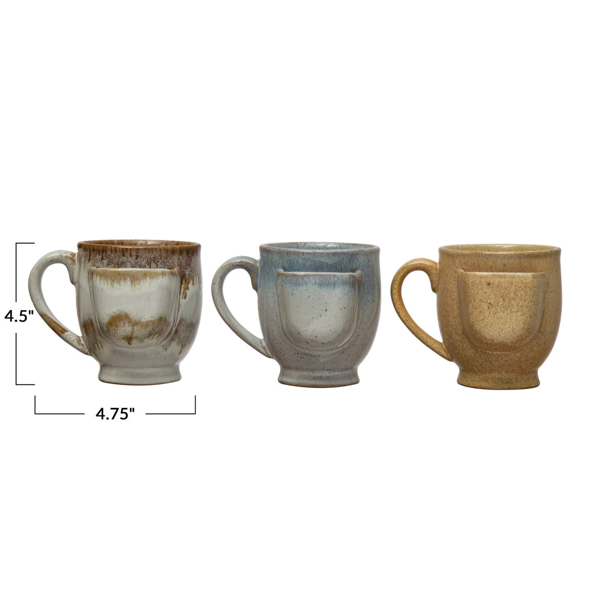 Stoneware Mug with Tea Bag Holder in Reactive Glaze - 3 Neutral Colors