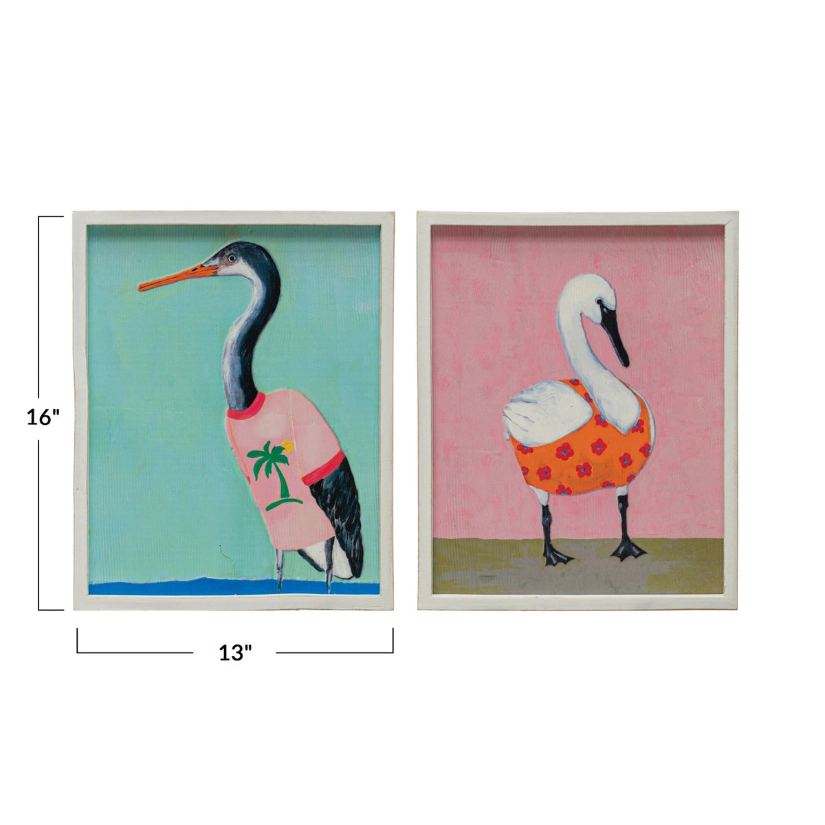 Bird in Clothes 13 x 16 Wood Framed Wall Décor - 2 Styles