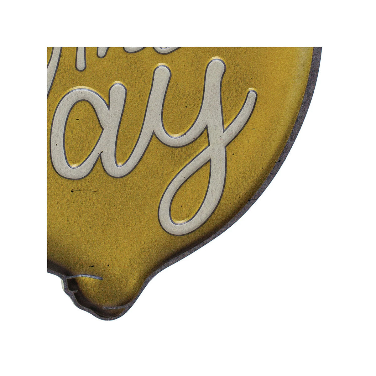 "Squeeze The Day" Embossed Metal Lemon Wall Hanging