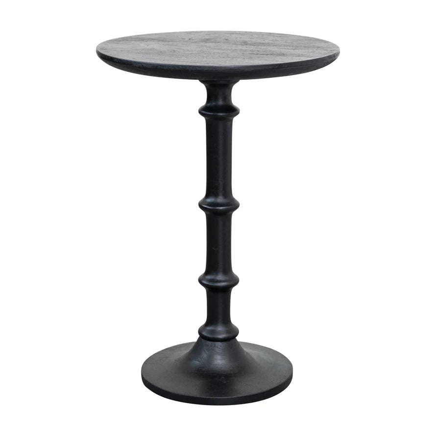 Matte Black Mango Wood Side Table